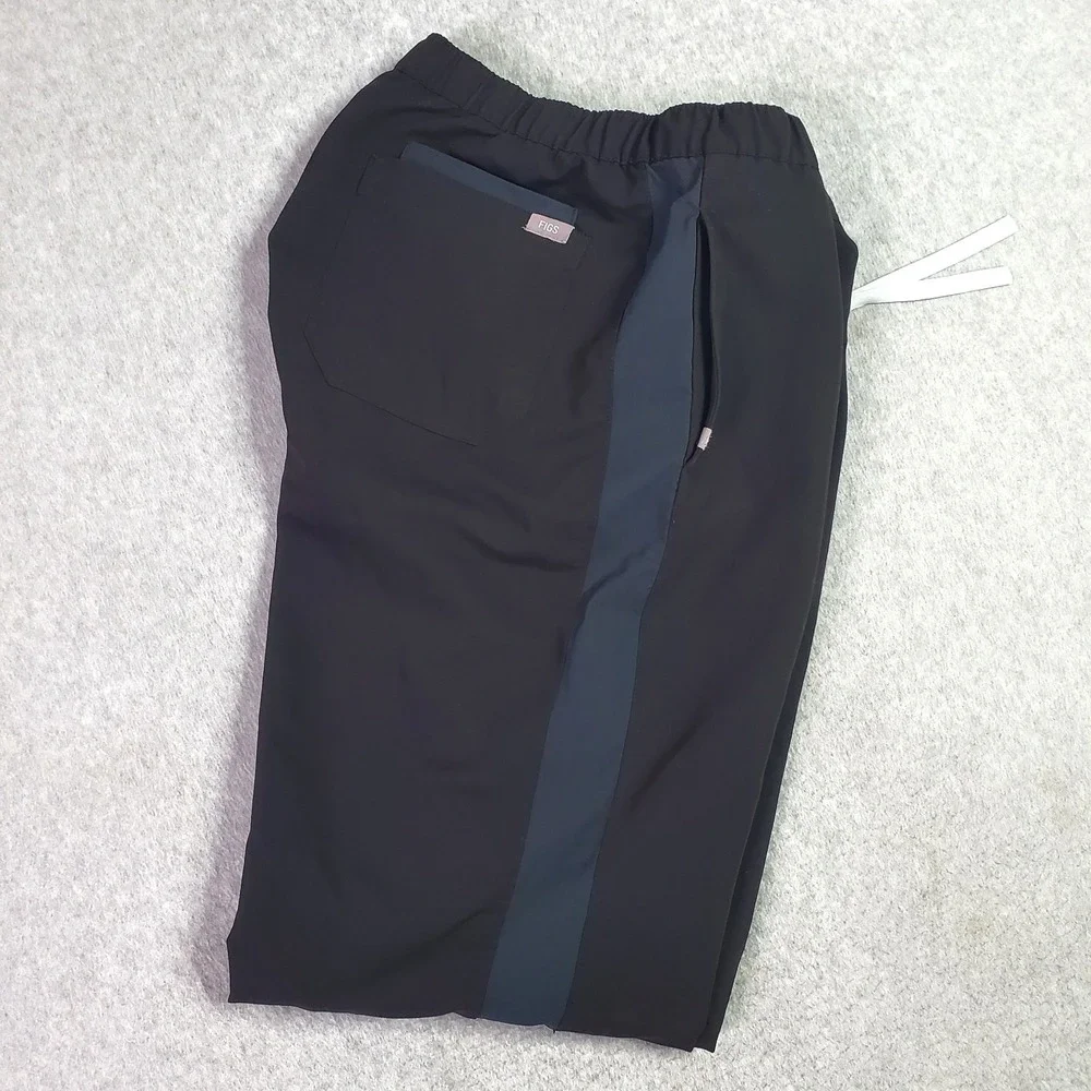 Figs Scrub Pants Mens L/T (Large Tall) Black With Blue Stripe Medical M21SW2014